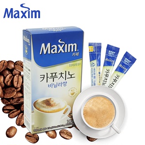 进口咖啡 韩国麦馨香草卡布其诺泡沫咖啡  速溶咖啡粉 10条/盒