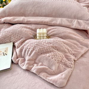 冬天床上保暖牛奶绒四件套冬季加厚双面绒珊瑚绒简约宝宝绒法兰绒