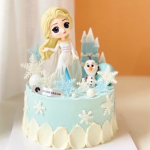 蛋糕装饰冰雪魔法童话公主爱莎雪宝摆件城堡雪花插件女孩生日配件
