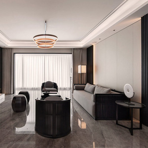 新中式实木沙发禅意极简客厅布艺沙发设计师别墅样板房家具定制