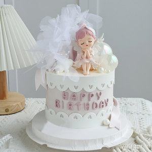 烘焙蛋糕装饰粉色天使贝拉小公主摆件芭蕾舞蹈女孩生日插牌插件