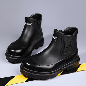 WAKO滑克高帮防滑鞋厨师鞋雨鞋防护鞋短筒雪地靴子防水防油橡胶底