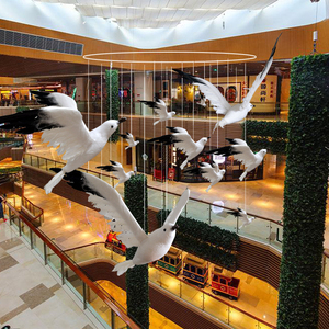 商场中庭吊饰仿真海鸥 展翅白色大号海鸥模型 会场装饰羽毛鸟道具