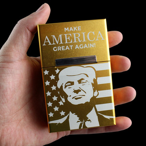 欧美爆款美国总统Trump特朗普川普周边铝合翻盖烟盒磁铁便携装