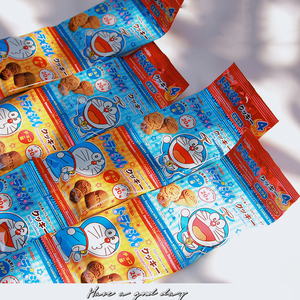 日本进口儿童零食Hokka北陆制果机器猫哆啦A梦牛奶/巧克力饼干60g