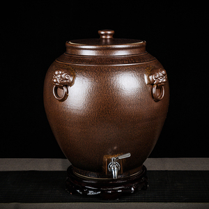 景德镇功夫茶水桶水缸饮水带龙头陶瓷家用大号厨房纯净水器储水罐