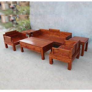 全实木宫廷沙发茶几组合新中式简约现代客厅禅意罗汉床贵妃椅榆木