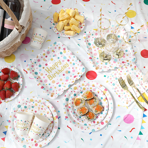 生日派对一次性桌布纸盘纸杯野餐餐盘幼儿园聚会儿童餐具装饰布置