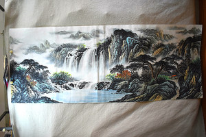 美奇画院小六尺1.8*0.7米山水纯手绘水墨画字画中国画书画客厅