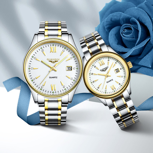正品冠琴手表男女表镶钻情侣手表一对钢带石英表时尚潮流复古对表