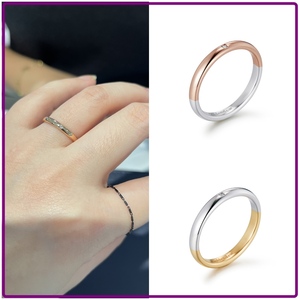韩国视频代购正品GOLDEN DEW18K黄金玫瑰金铂金双色简约钻石戒指