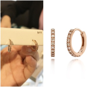 韩国免税店视频代购 STYLUS 鬼怪赞助品牌14k玫瑰金 圆圈钻石耳环