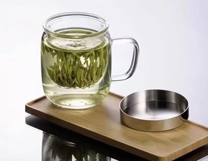 恒福茗雅杯心悦杯绿茶红茶茶汤分离玻璃三件杯300ml