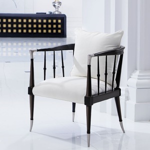 美格art轻奢温莎椅实木布艺单人休闲椅美式复古简约客厅小沙发椅