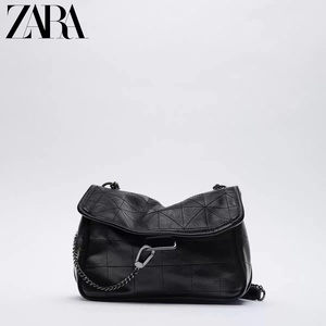ZARA女包 正品 流浪包2024新款黑色摇滚风格软质钱包式手提斜挎包