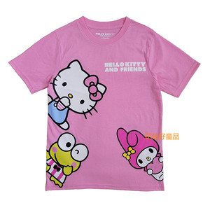 24年新款凯蒂猫儿童T恤美乐蒂粉色短袖110-160码女童夏装外贸尾单