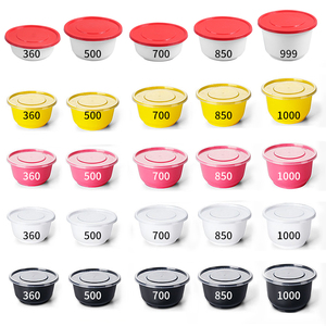一次性圆碗1000ml透明塑料圆形餐盒外卖甜品沙拉打包盒带盖汤面碗