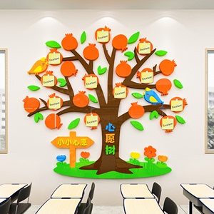 心愿树许愿墙3d立体墙贴画教室墙面装饰布置学校班级文化墙幼儿园