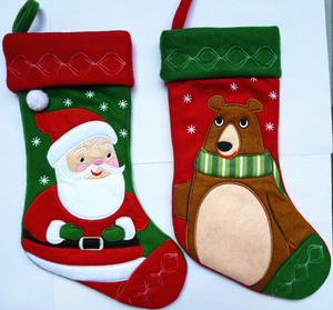 绣花圣诞节老人袜子礼品袋礼物袋子圣诞装饰品挂件大号糖果袋