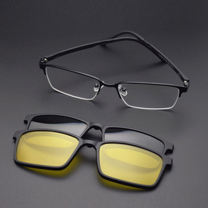 近视眼镜框大框男款磁铁吸附偏光磁吸套镜夜视夹片太阳镜墨镜棕色