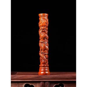 全实木雕刻盘龙柱摆件中式红木工艺品花梨木龙柱家居客厅风水装饰