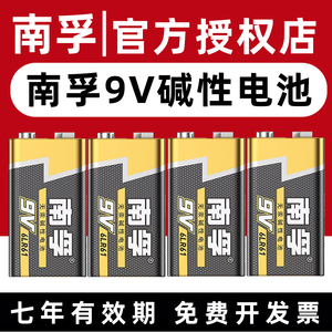 南孚电池9V碱性正品方块九伏6LR61烟雾报警器万用表电池6f22叠层方形玩具车儿童遥控器话筒麦克风干电池1604g