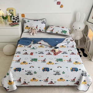 韩式纯棉加厚卡通可爱儿童绗缝床盖床垫床单三件套可定做