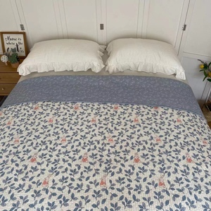 韩式纯棉印花绗缝水洗床单床盖床垫四季双人