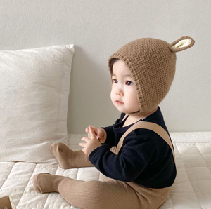 婴儿帽子秋冬款新生婴幼儿护耳帽纯棉可爱保暖男女宝宝针织毛线帽