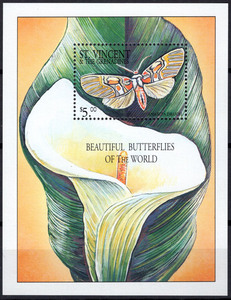 圣文森特2001年蝴蝶，花卉，兰花小型张，精美外国邮票