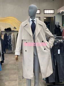 韩国代购liberclassy男士21春秋款米色时尚都市绅士中长双排风衣