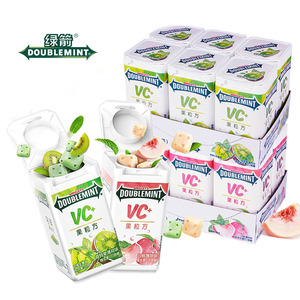 绿箭果粒方VC维生素C口香糖轻弹35g*6瓶白桃奇异果薄荷味糖果零食