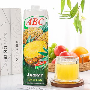 俄罗斯进口果汁菠萝味ABC牌1L瓶装100%浓缩菠萝汁纯果汁饮品饮料