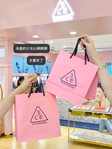 3CE专柜购物袋 粉色手拎袋 小号纸袋 丝绒蛋糕礼品盒 爱心礼盒