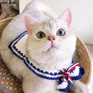 猫咪项圈水手海军领子手工宠物饰品领结猫围脖英短美短布偶小型犬