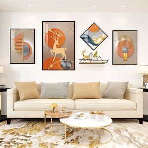 大尺寸铝合金晶瓷画置物架现代客厅装饰相框照片墙组合