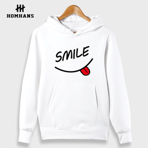 红韩微笑smile卫衣简约文艺外套小清新心情文字男女休闲套头连帽 阿里巴巴找货神器