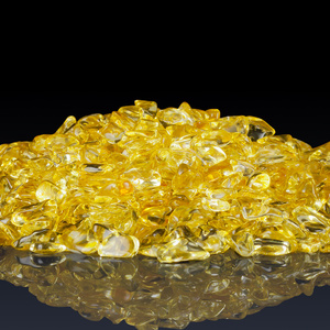 人造黄水晶搭配铜聚宝盆办公室家居装饰品招财黄水晶碎石500克