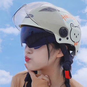 正品野马夏季3C认证双镜片电动摩托车头盔男女通用防晒电瓶车半盔