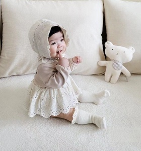 婴儿春秋季套装儿童蕾丝背带裤裙打底衫两件套女宝宝纯棉