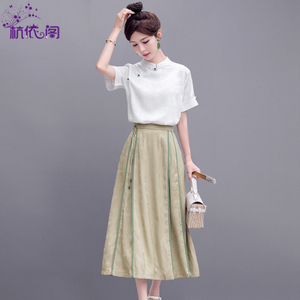 新中式国风两件套连衣裙女夏季2024新款高端女装气质洋气裙子套装