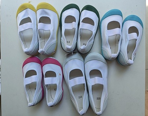 外贸原单教育鞋提篮子幼儿园室内鞋儿童活动用小白鞋学生帆布