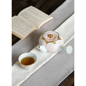 日本有田烧文山窑手绘金箔牡丹全花双面粉色急须茶壶功夫茶杯礼盒 阿里巴巴找货神器