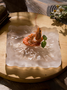 日式烤肉玻璃盘高级和牛餐具创意甜品日料位菜高端刺身琉璃干冰盘