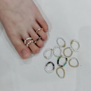 小众设计时尚简约可调节珍珠纯色银关节脚戒女指环尾戒小指脚趾戒