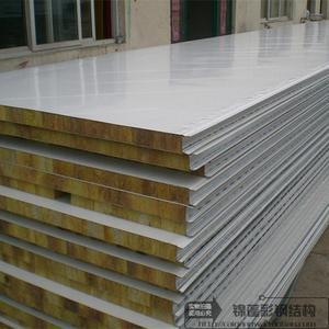 上海防火彩钢岩棉夹芯板 围挡瓦屋顶隔墙 夹心净化板活动房 平板