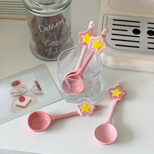 勺子ins可爱陶瓷汤勺甜品勺粉色星星勺女生少女心咖啡勺嗦粉勺