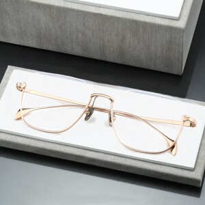 设计师款纯钛眼镜框架超轻下半框时尚大脸近视高品质日本高端金丝