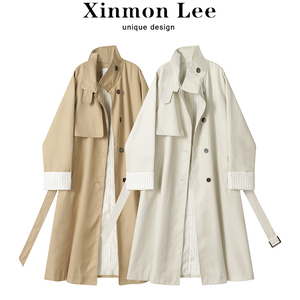 XinmonLee今年流行风衣外套秋冬女中长款气质休闲复古英伦风大衣
