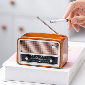 收音机烟灰缸创意个性潮流防飞灰家用客厅复古时尚树脂收纳摆件